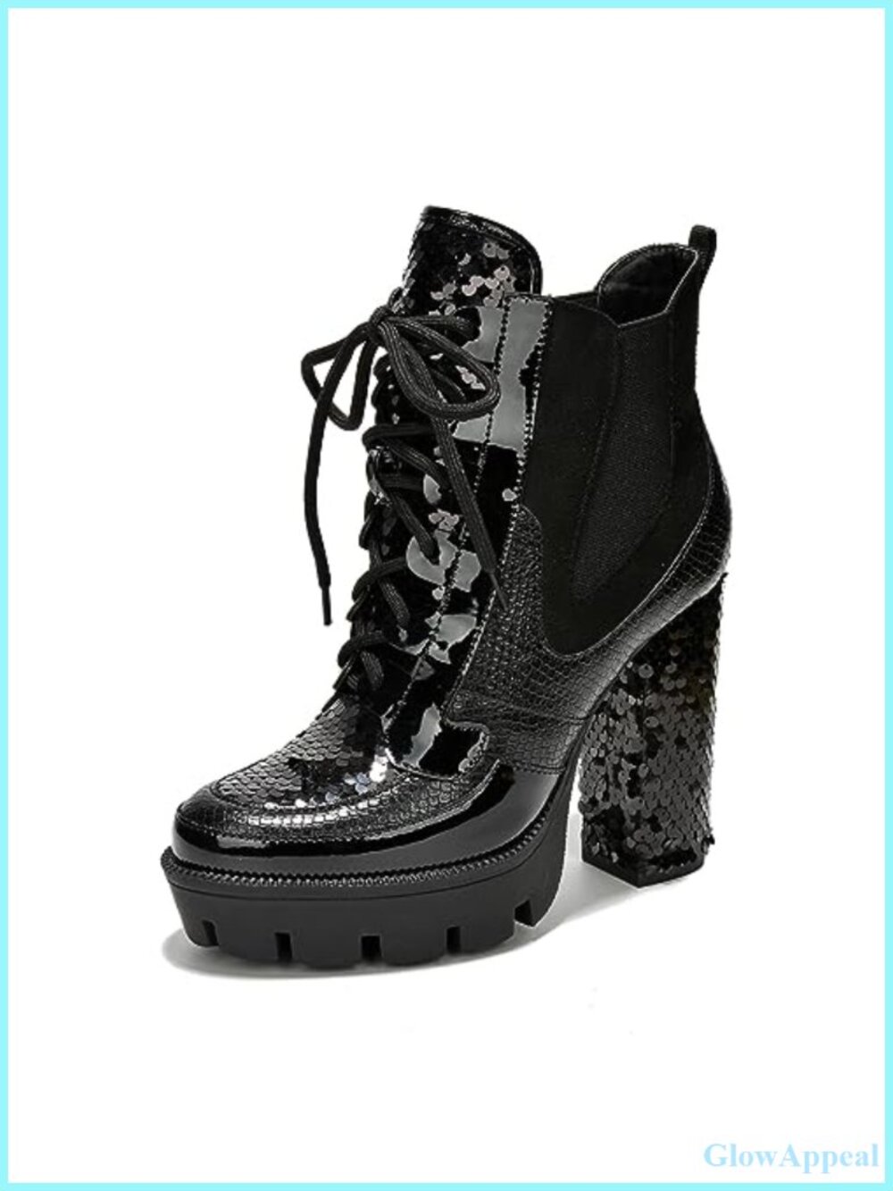 Rhinestone Cowboy Booties Western Ankle Boots Pointed Toe Block Heel Lace-Up